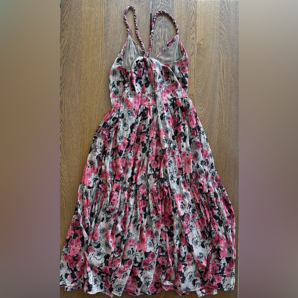 ASTR the Label Eartha Floral Tiered Maxi Dress Multicolor Taupe Pink Stunning - Picture 5 of 15